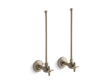 Pair 3/8" Npt Angle Supplies With Stop, Cross Handle And Annealed Vertical Tube